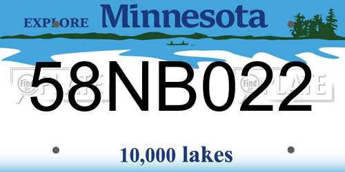 58NB022 Minnesota License Plate