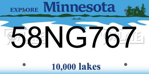 58NG767 Minnesota License Plate