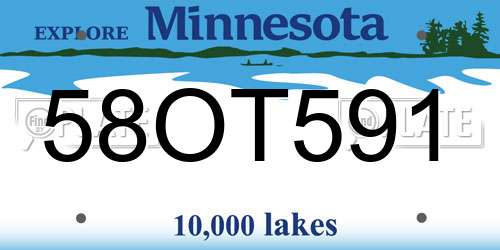 58OT591 Minnesota License Plate