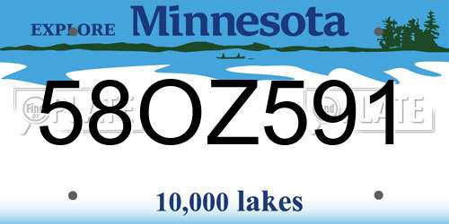 58OZ591 Minnesota License Plate