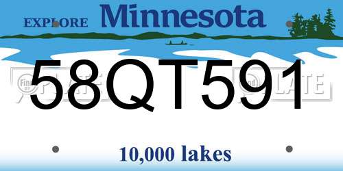 58QT591 Minnesota License Plate