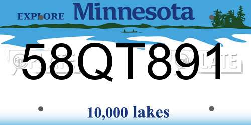 58QT891 Minnesota License Plate