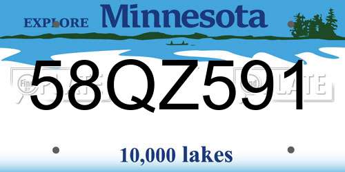 58QZ591 Minnesota License Plate