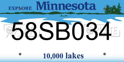 58SB034 Minnesota License Plate