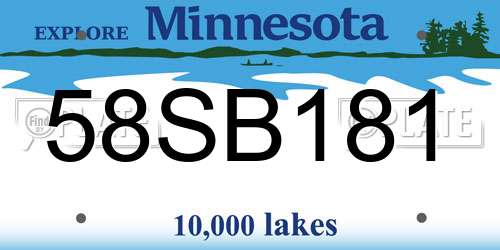 58SB181 Minnesota License Plate