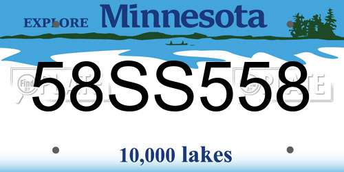 58SS558 Minnesota License Plate