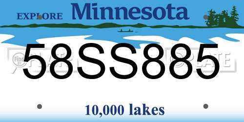 58SS885 Minnesota License Plate