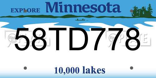 58TD778 Minnesota License Plate