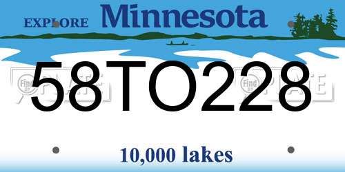 58TO228 Minnesota License Plate