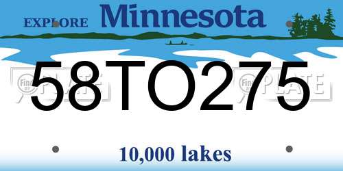 58TO275 Minnesota License Plate