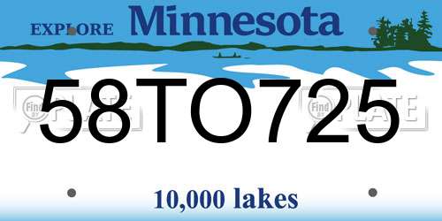 58TO725 Minnesota License Plate