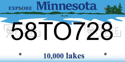 58TO728 Minnesota License Plate