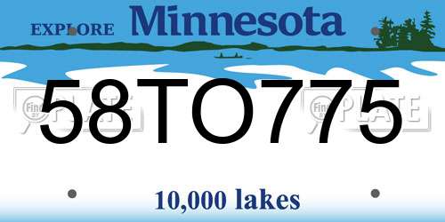 58TO775 Minnesota License Plate