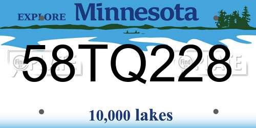 58TQ228 Minnesota License Plate