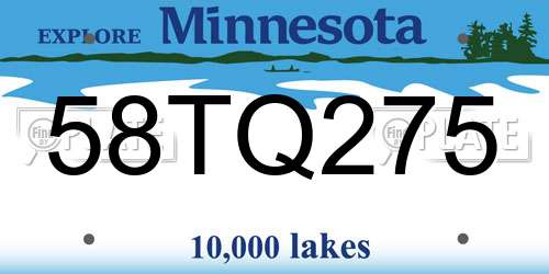 58TQ275 Minnesota License Plate
