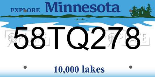 58TQ278 Minnesota License Plate