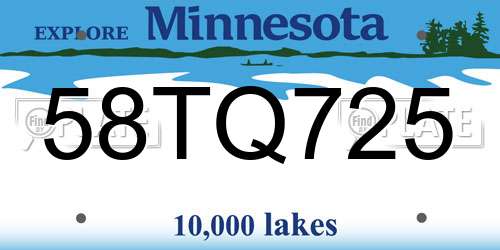 58TQ725 Minnesota License Plate