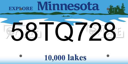 58TQ728 Minnesota License Plate