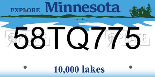 58TQ775 Minnesota License Plate