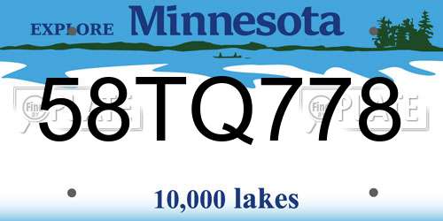 58TQ778 Minnesota License Plate