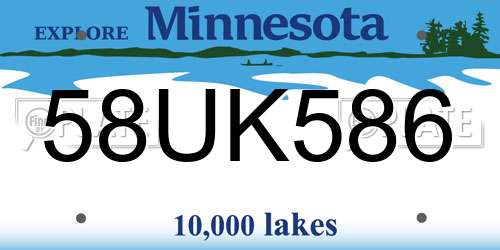 58UK586 Minnesota License Plate