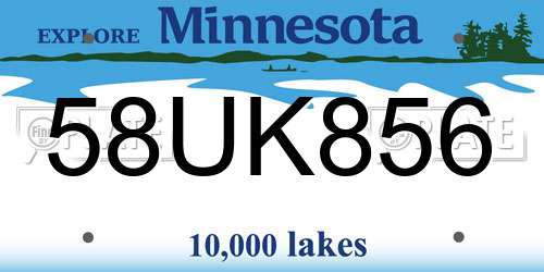 58UK856 Minnesota License Plate