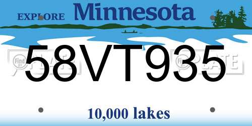 58VT935 Minnesota License Plate