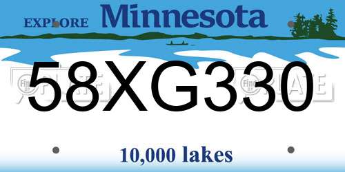 58XG330 Minnesota License Plate