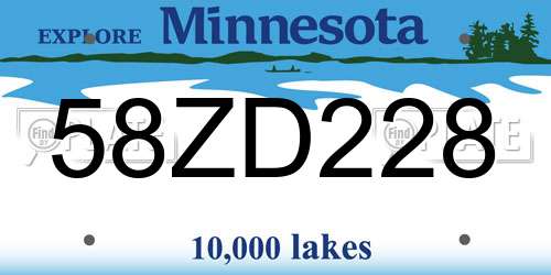 58ZD228 Minnesota License Plate