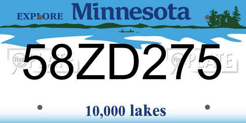 58ZD275 Minnesota License Plate
