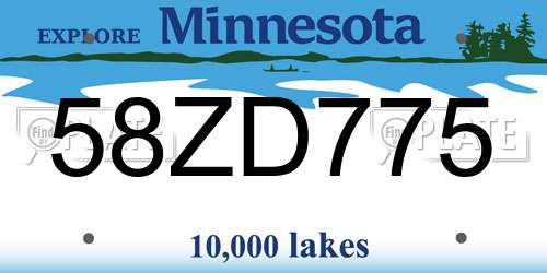 58ZD775 Minnesota License Plate