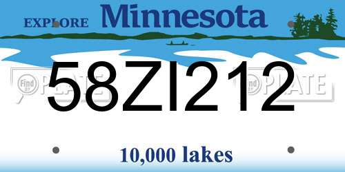 58ZI212 Minnesota License Plate