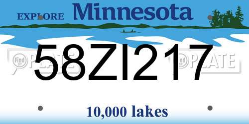 58ZI217 Minnesota License Plate
