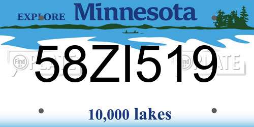 58ZI519 Minnesota License Plate