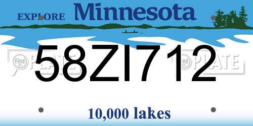 58ZI712 Minnesota License Plate