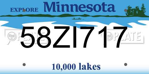 58ZI717 Minnesota License Plate