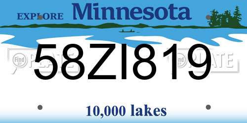 58ZI819 Minnesota License Plate