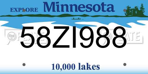 58ZI988 Minnesota License Plate