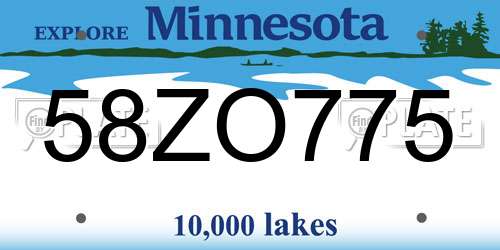 58ZO775 Minnesota License Plate