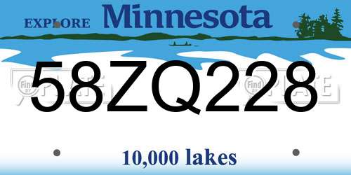 58ZQ228 Minnesota License Plate