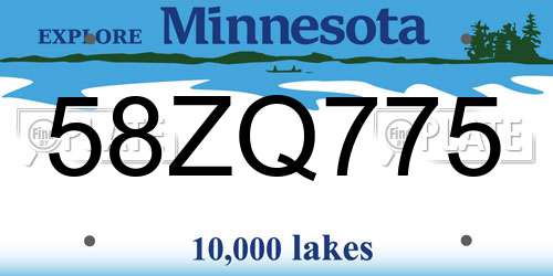 58ZQ775 Minnesota License Plate