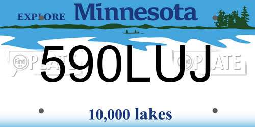 590LUJ Minnesota License Plate