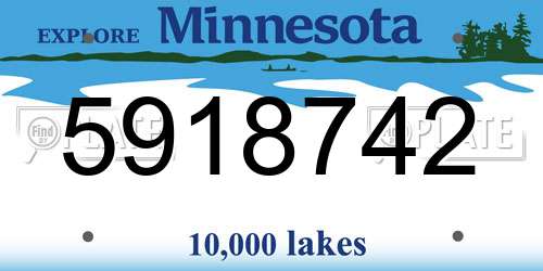 5918742 Minnesota License Plate