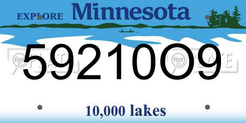 59210O9 Minnesota License Plate