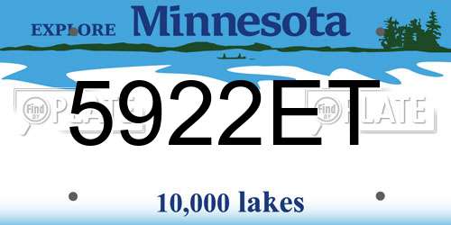 5922ET Minnesota License Plate