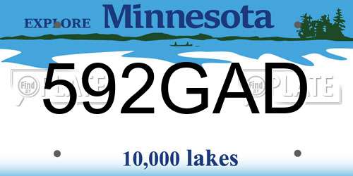 592GAD Minnesota License Plate