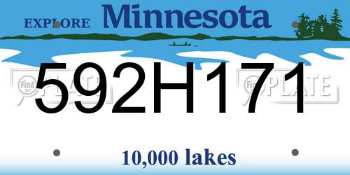 592H171 Minnesota License Plate