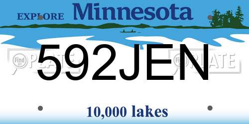 592JEN Minnesota License Plate
