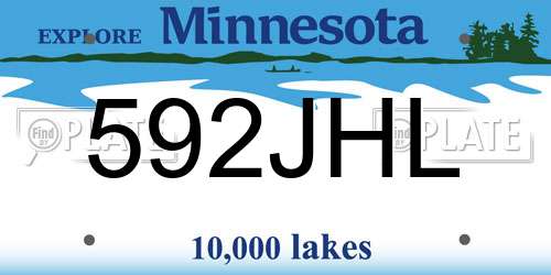 592JHL Minnesota License Plate