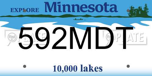 592MDT Minnesota License Plate